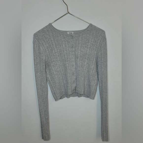 Gray ribbed cropped button up long sleeve shirt from garage size extra small - Picture 1 of 2
